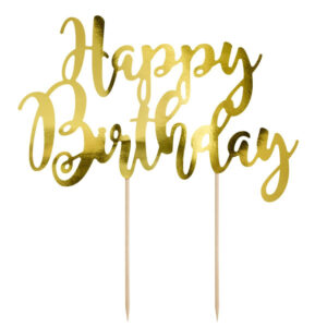Cake Topper Happy Brithday - Zlat ParyDeco